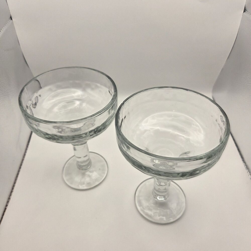 Vintage Libbey Yucatan Margarita Glasses - Heavy Stem Textured Bowl - Set of 2